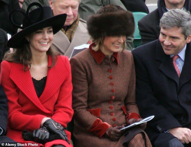 Kate Middleton with Carole and Michael Middleton sitting front row at Prince William's passing out parade at Sandhurst in 2007