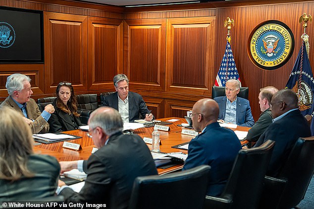 President Joe Biden met with his National Security team in the White House Situation Room on Saturday.
