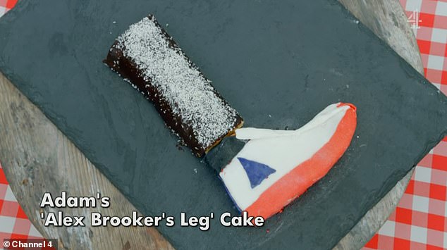 Adam decided to use the spectacular challenge to make his own unique cake in the shape of his Last Leg co-host Alex Brooker's prosthetic leg.