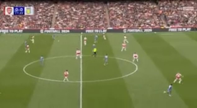 In the clip, Zinchenko can be seen several meters further back than the other Arsenal defenders.