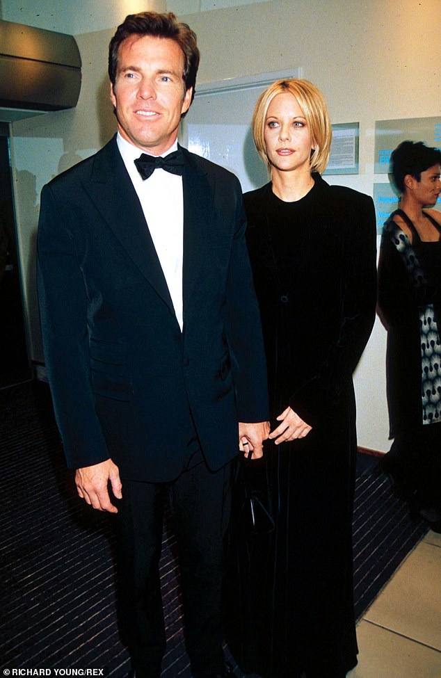 Quaid attended the premieres of The Parent Trap in London and Los Angeles with his then-wife Meg Ryan by his side;  They appear in the UK debut photo in July 1998.