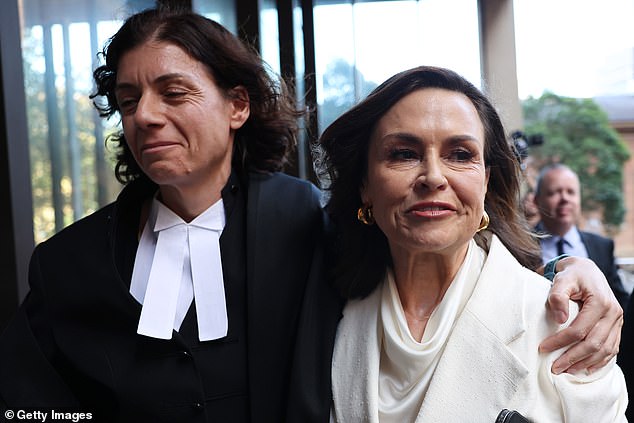 Lisa Wilkinson and barrister Sue Chrysanthou SC smile as they leave court on Monday, moments after Judge Michael Lee found Ten's truth defense had been successful.