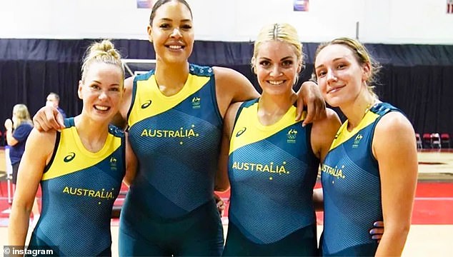 Cambage (pictured, second from left) was eventually banned from representing the Opals again after her long list of indiscretions.