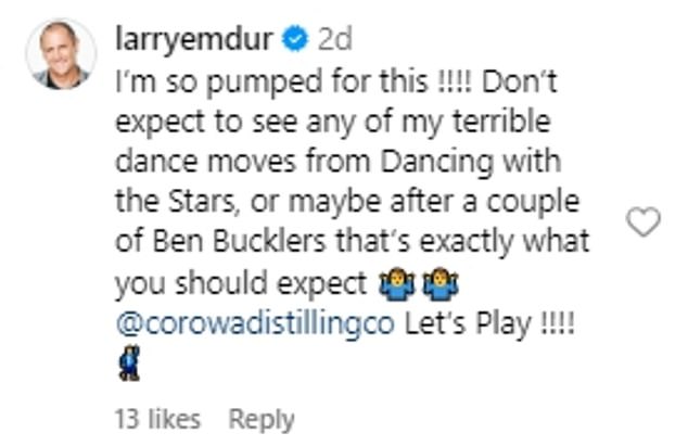 Larry left a comment below the post expressing how excited he was for the collaboration to launch.