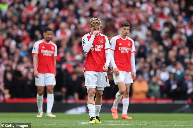 Arsenal lost 2-0 at home to Aston Villa and their chances of winning the title took a huge hit.