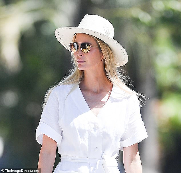 Ivanka could be seen keeping an eye on her children, as seen in the reflections on her sunglasses.