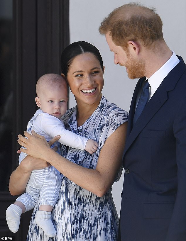 Pictured: The Duke and Duchess of Sussex with their son Archie during a royal visit to South Africa in September 2019.