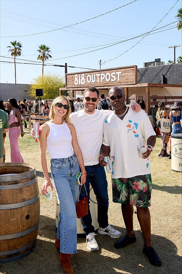 Corey Gamble was seen far right at the first weekend of Coachella at the 818 Tequila's Outpost pop-up event on Sunday;  Kendall Jenner owns 818 Tequila