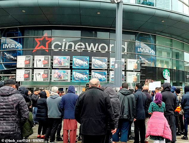 Some theaters made the decision to pull the film from theaters following the backlash.  Pictured: Cineworld in Birmingham