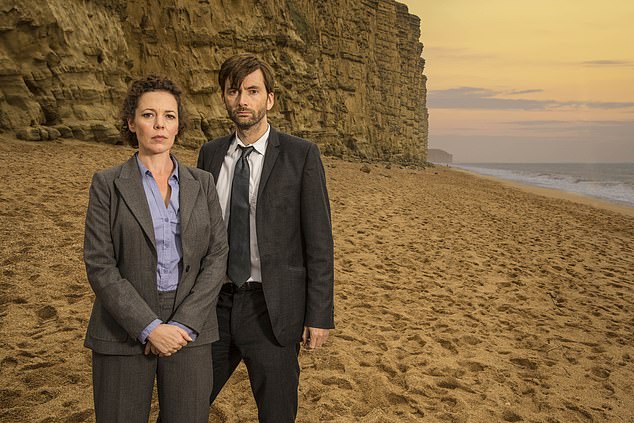 The cliffs, where the popular ITV show Broadchurch (pictured) was filmed, are made up of sandstone rock which is porous and acts like a sponge with rainwater seeping in and weakening the stone over time.