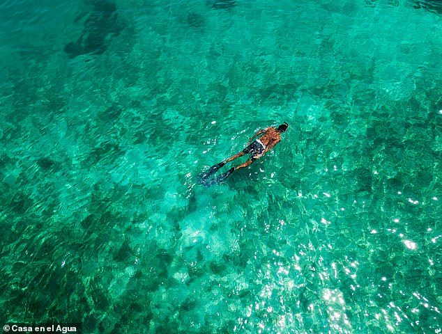 Guests can swim in the clear Caribbean waters that surround the lodge.