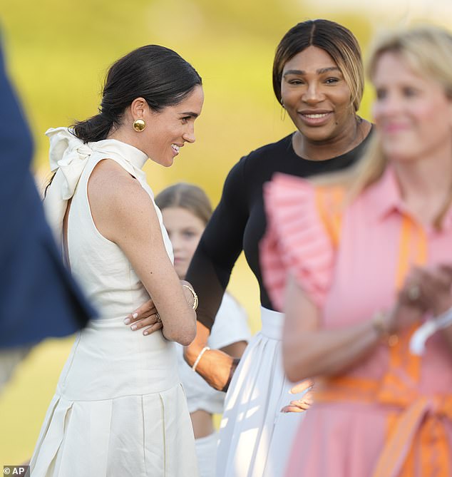 The mother of two, who was joined at the event by her close friend Serena Williams, dressed for the event in an elegant white Heidi Merrick dress.