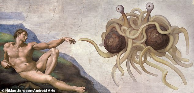The Bathyphysa siphonophore was named after the Flying Spaghetti Monster (pictured) by oil rig workers who first encountered one because of its numerous tentacles.