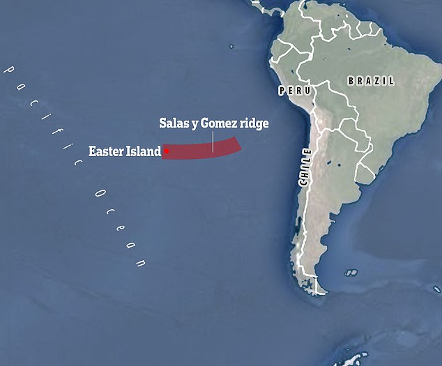 The Salas y Gómez Mountain Range is a 2,900 km (1,800 mi) oceanic mountain range that extends from Rapa Nui, also called Easter Island, towards the coast of Chile.