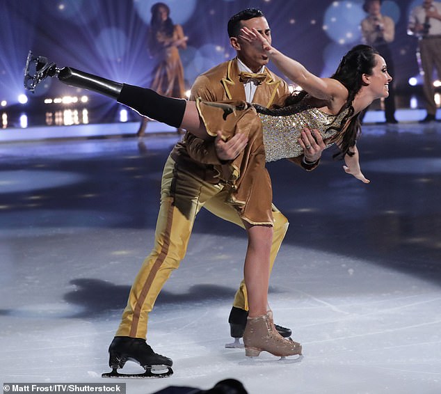 She even previously swapped her running shoes for ice skates when she joined 12 celebrities taking part in the fourteenth series of ITV's Dancing on Ice (pictured: Stef and Andy Buchanan's Dancing On Ice TV show in 2022)