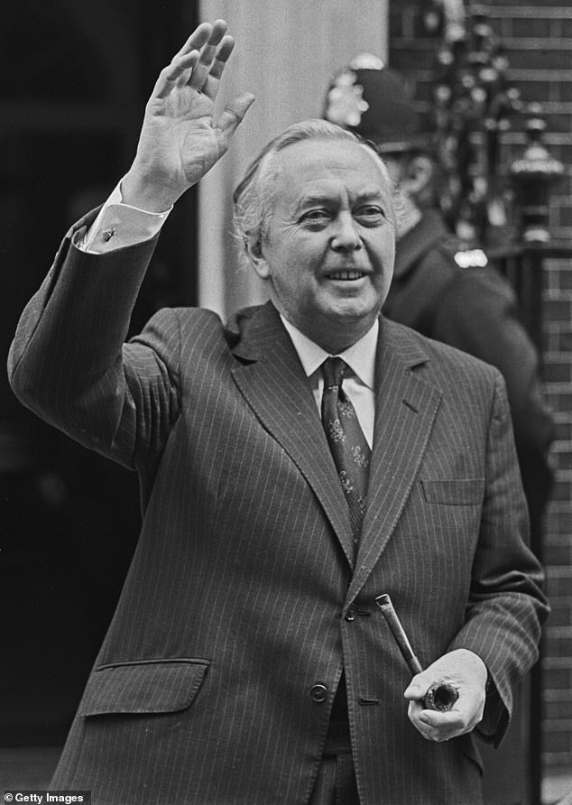 Former Labor Prime Minister Harold Wilson (pictured at 10 Downing Street) had a secret affair with Janet Hewlett-Davies, 22 years his junior.