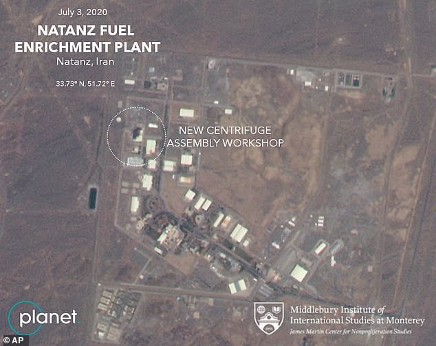 At Natanz, Iran could develop an enrichment plant powered by advanced centrifuges capable of producing multiple nuclear weapons without detection.  If completed, the Natanz facility could be immune to Israeli and even American bombs.  (Above) Satellite image from July 3, 2020 of the Natanz facility