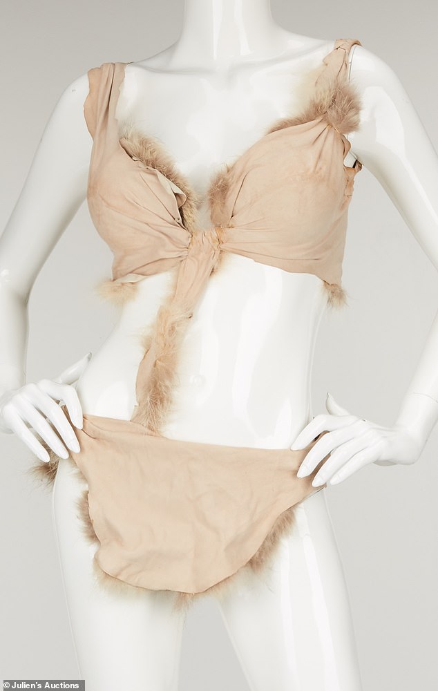 Pictured: A faux fur-style bikini inspired by her costume in the 1966 cave comedy 