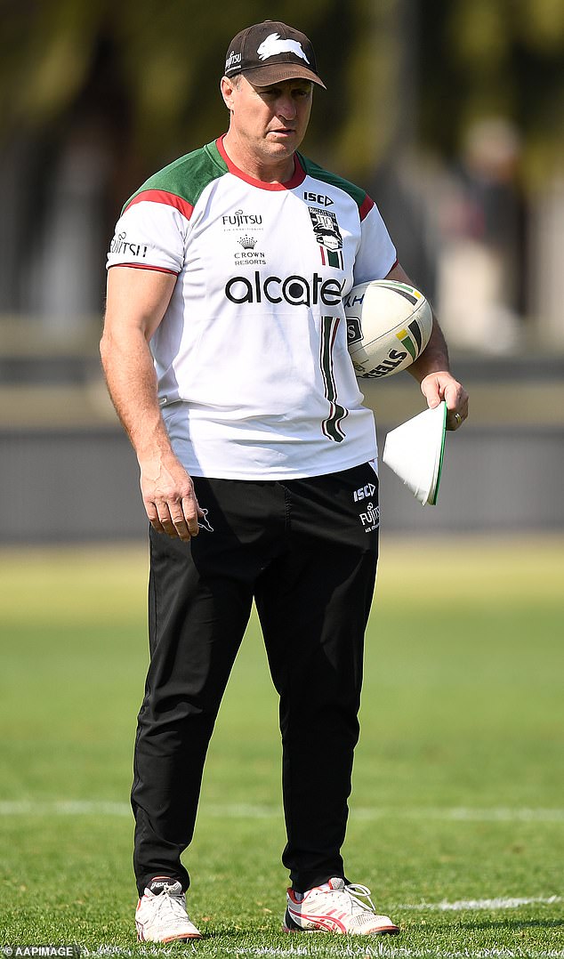David Furner is set to return to the South Sydney coaching staff as Jason Demetriou's side look to revive their faltering NRL season (pictured in his previous spell at the club in 2018)