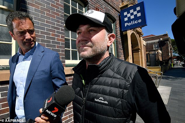 Police will allege Slater (pictured outside a Sydney police station in 2021) sent more than 300 text messages to an ex-partner while threatening suicide and calling her horrific insults.