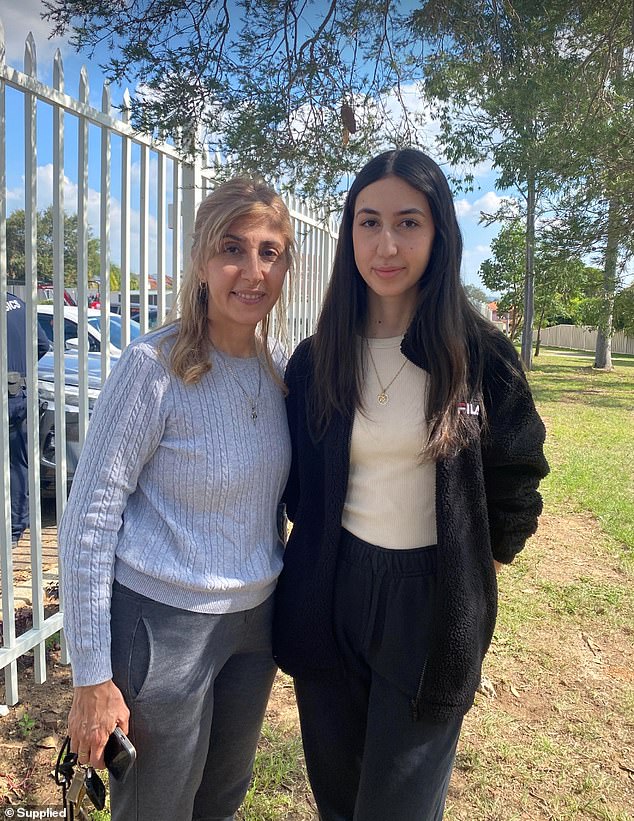 Jaklin Bityou (pictured with her teenage daughter Mary Anoya) was at Christ the Good Shepherd Church with her husband when the horror unfolded.