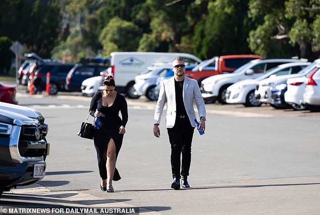Mourners arrive at Manser's funeral at Pinegrove Memorial Park in Minchinbury, western Sydney, on Monday.