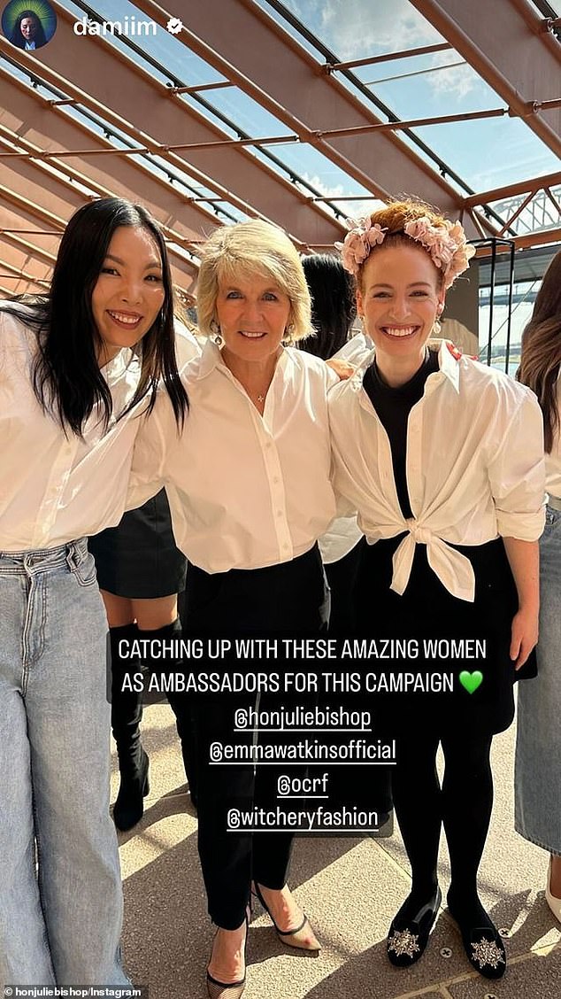 Attending a Witchery event to raise funds for ovarian cancer, the former politician posed alongside other guests, including Pip Edwards, in a post on Instagram Stories.