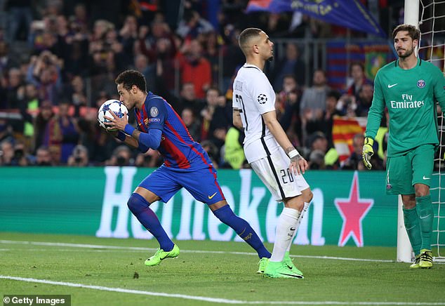 Neymar scored two goals in the final minutes for Barcelona to tie the aggregate score.
