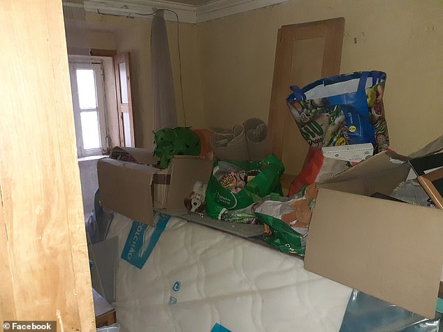 Bags and boxes are stacked on top of a mattress inside one of the rooms, but the family says Portugal now 