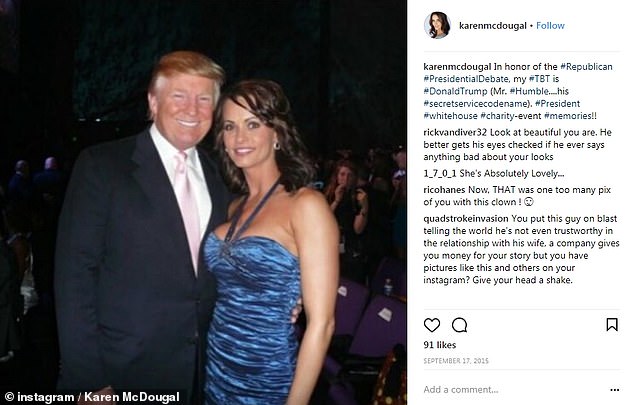 Donald Trump and former Playboy playmate Karen McDougal, who will appear in the case