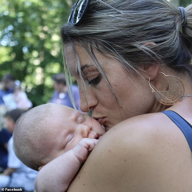 The National Institutes of Health defines postpartum psychosis as a severe form of mental illness. (In the photo: Lindsay Clancy with her son)