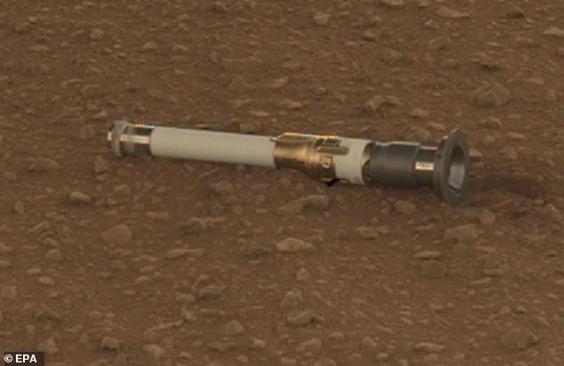 Perseverance has been collecting carefully selected samples from the surface of Mars. Some of them you carry with you, while others are left in sample tubes like this one for later collection.