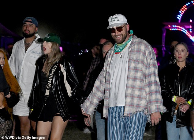 The Super Bowl winner and her girlfriend Taylor Swift were photographed at Coachella last week.
