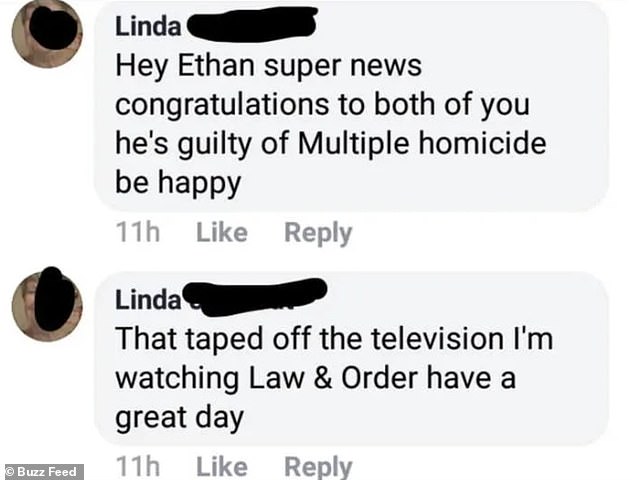 Sinister! One person attempted to send a congratulatory text message, but it quickly went dark when Law & Order played in the background.