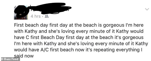 Beach's day! Meanwhile, someone's father visited Facebook and accidentally posted a status using the speech-to-text feature.