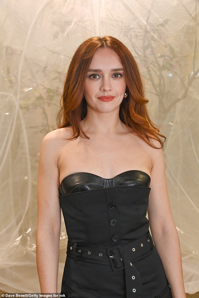 Olivia Cooke, 30, wore a strapless garment with a sweetheart neckline, from the new collection
