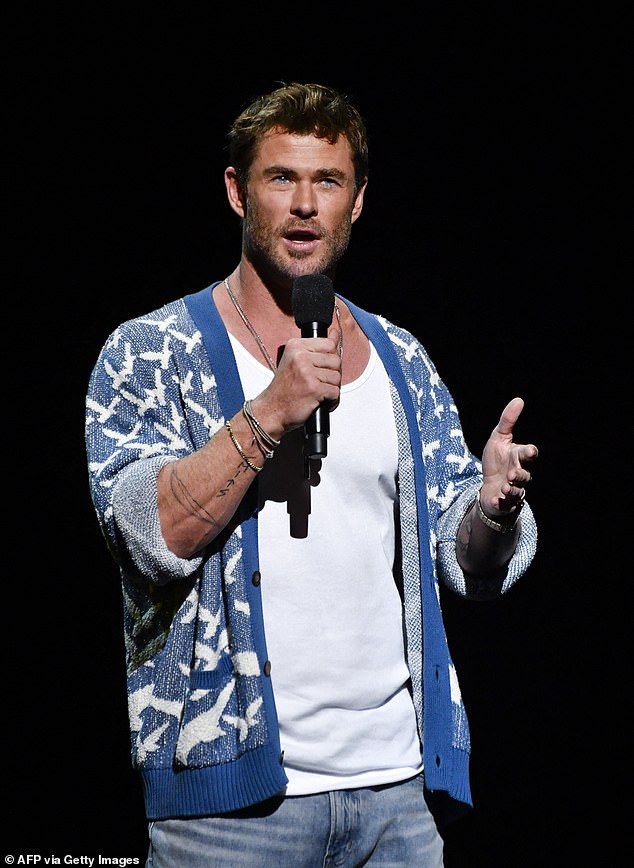 Costner admitted that Hemsworth might still have a chance to land a role in one of his movies in the future. Pictured: Chris Hemsworth speaking on stage at CinemaCon in April.