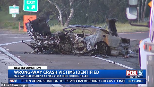 The California Highway Patrol said Crawford's Honda Civic was traveling the wrong way at 75 to 80 mph on Interstate 5 in Southern California on April 10.