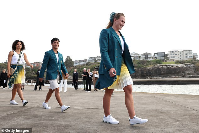 Water polo star Tilly Kearns headed to the uniform launch at Clovelly Surf Club in Sydney's east.