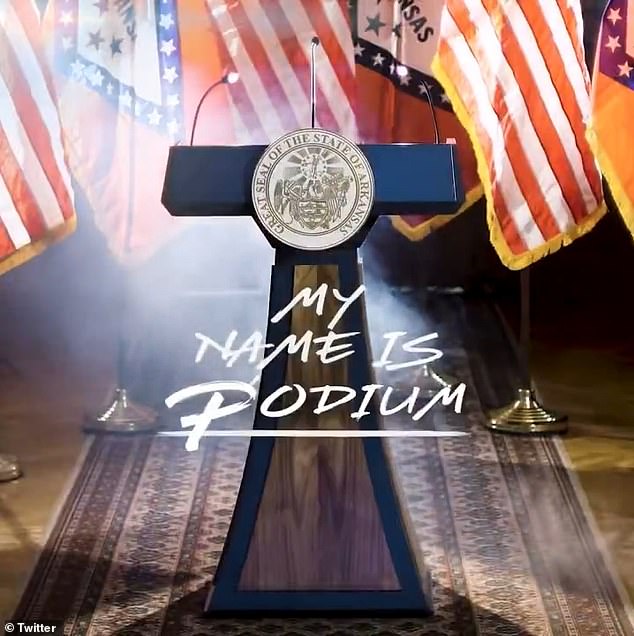 The short video also included a message that read: 'My name is Podium.'