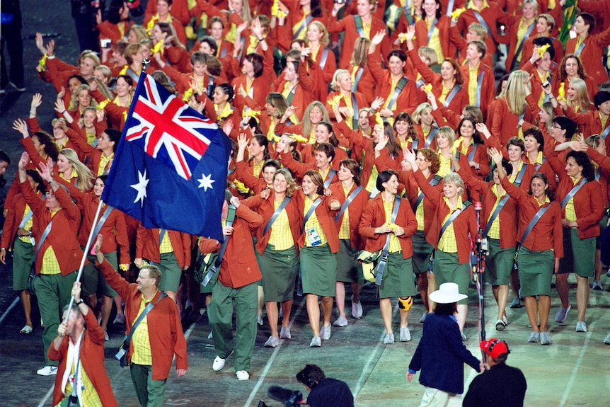 The Australian Olympic team walks during the opening ceremony of the Sydney 2000 Olympic Games. 