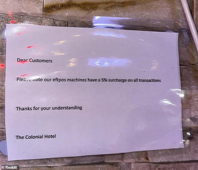 The nightclub, which is part of the Colonial Hotel, published a note detailing its charges
