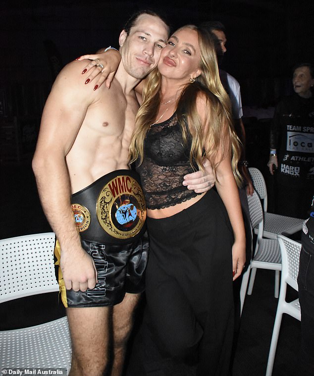 Eden pictured attending Jayden's boxing fight on the Gold Coast in December