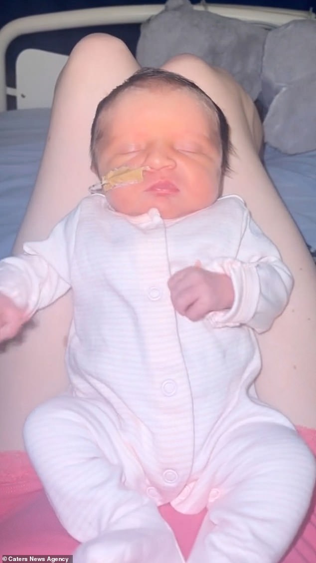 After being born in September, Maisie was admitted to the infirmary of her own hospital for phototherapy.