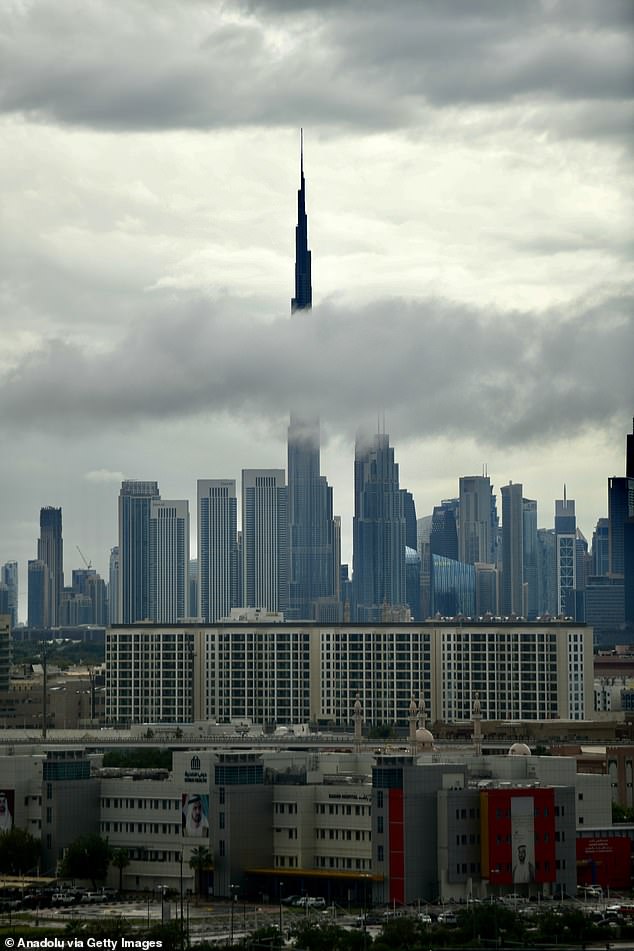 A street view after heavy rain as adverse weather conditions affect daily life in Dubai, United Arab Emirates, April 15, 2024.