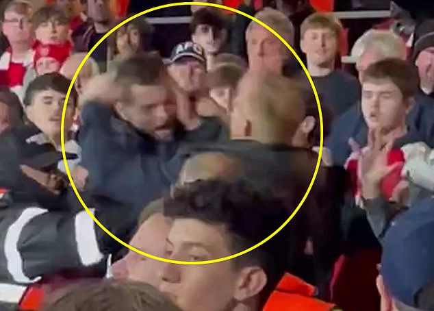 Arsenal fans took turns punching a Bayern Munich fan who had infiltrated the Emirates last week.
