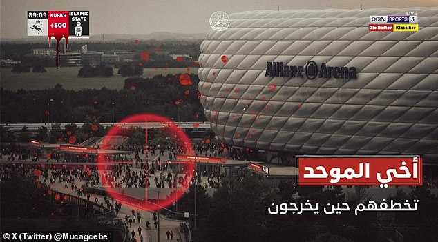 An ISIS propaganda outlet published a photo before a league match showing fans with a red target, although Munich police have said they are on high alert.