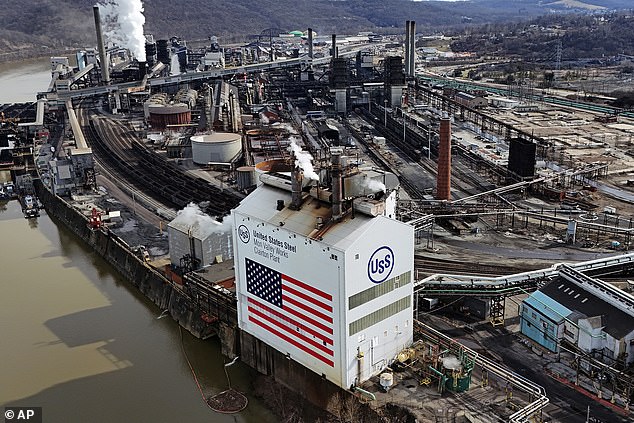 Biden will reiterate his opposition to the sale of US Steel to a Japanese company, above US Steel's Mon Valley Works Clairton plant in Clairton, Pennsylvania.