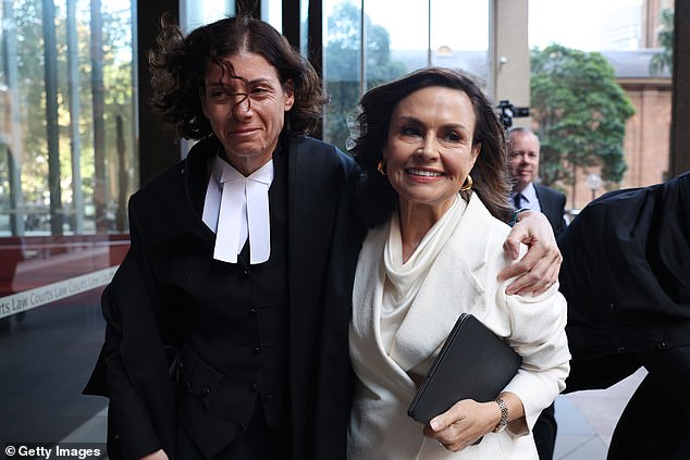 Lisa Wilkinson is pictured, right, with her lawyer Sue Chrysanthou SC after winning her defamation case on Monday.