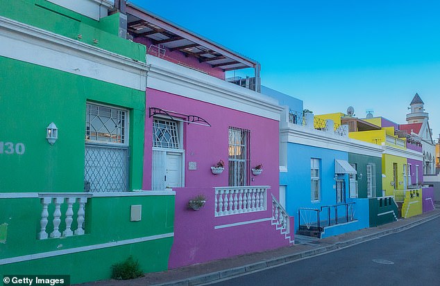 Colorful houses in the vibrant city of Cape Town in South Africa